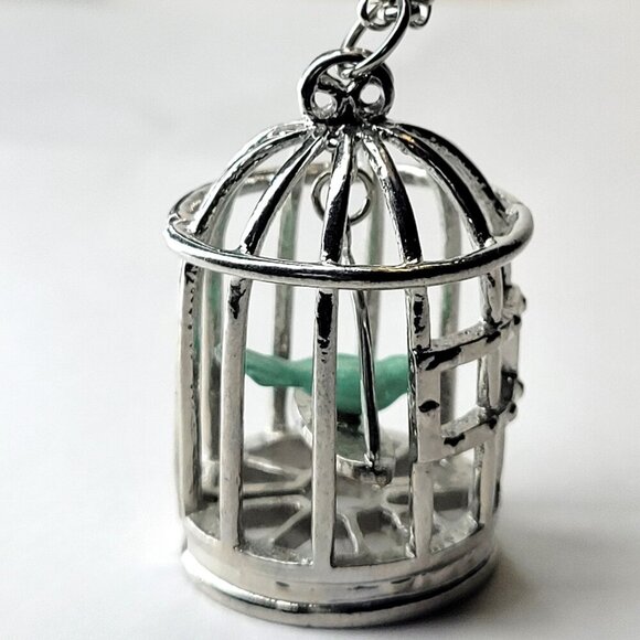 Bird In A Cage Pendant Necklace - Picture 6 of 12